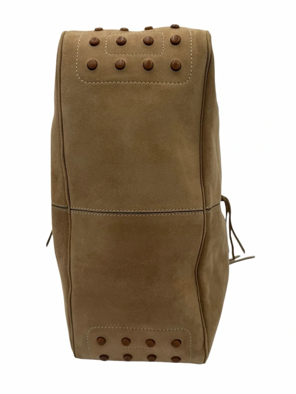 Tod’s Vintage Suede Lace-Up Hobo Shoulder Bag Tan Brown Y2K Italy